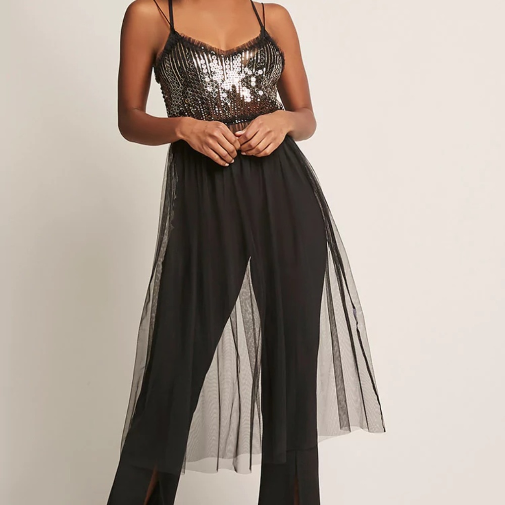 Sheer Tulle & Sequin Dress